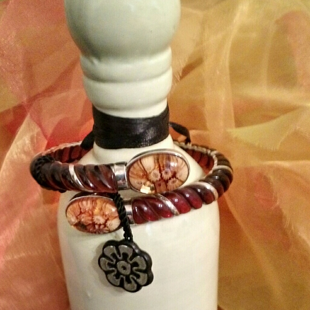 Alan K. .925 Murano brown 7" hinged bangle NWT!